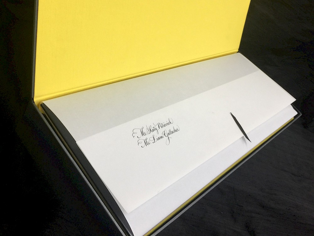 Invitation individually personalized with hand-calligraphy