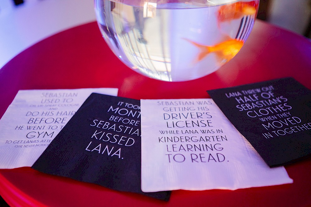 Fun fact cocktail napkins for welcome cocktail party