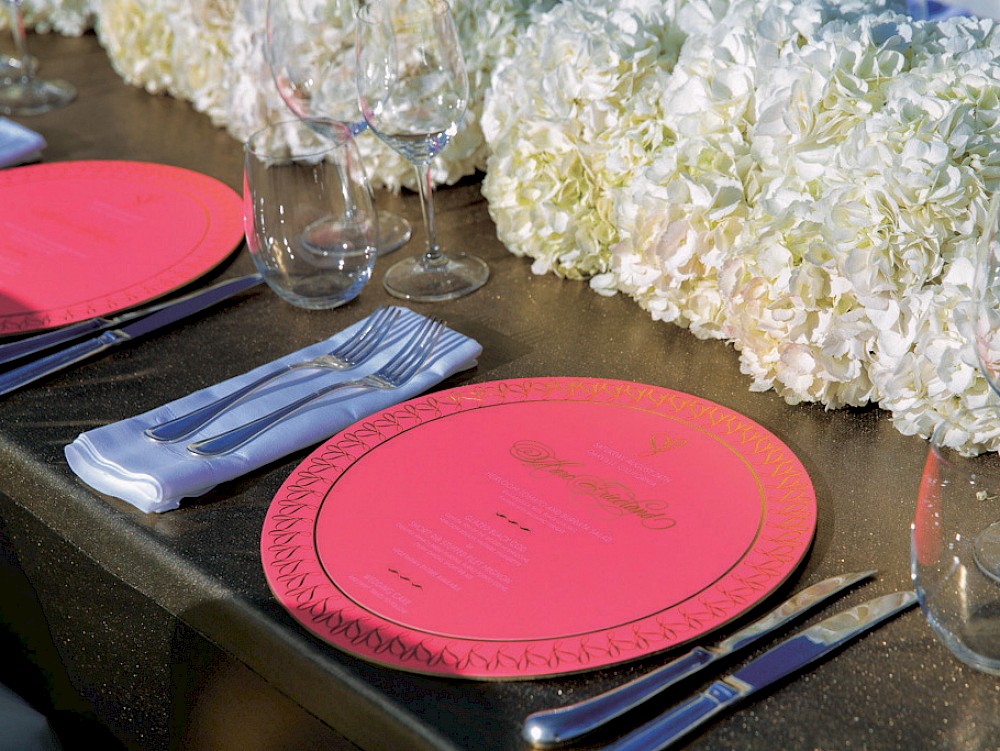 Dinner menu/place seating/charger