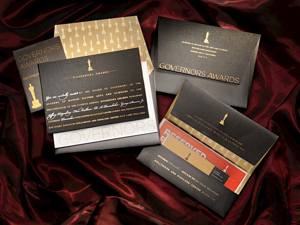 Governors Awards invitation and event credential package