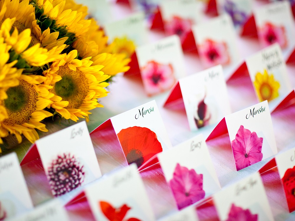 Each table was designated with a unique flower instead of number