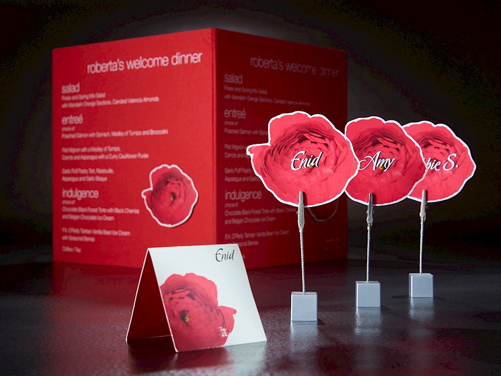 Table "number"/ menu box centerpiece, die-cut place cards and table seating cards