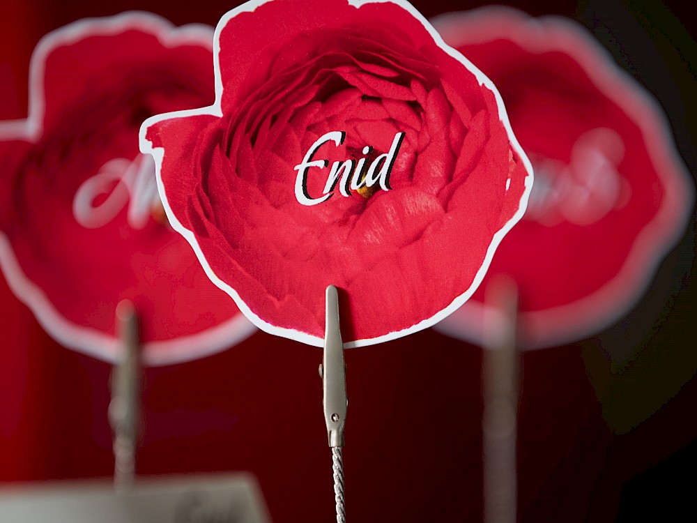 Die-cut place cards (detail)