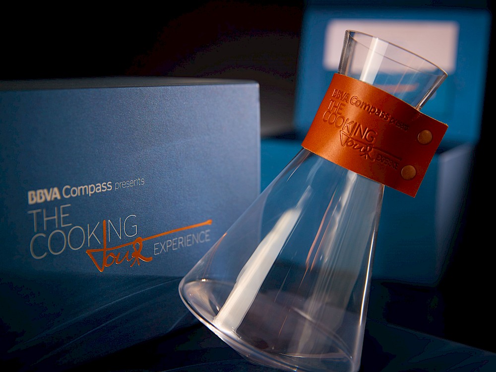 Custom decanter and invitation for client cultivation event